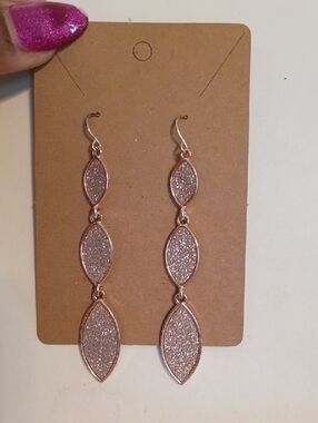 Rose Gold Marquise Crystal Drop Earrings Dangle Statement Earrings